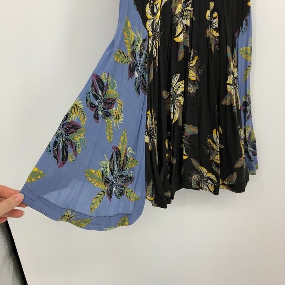 Free People Thought I Was Dreaming Black And Blue Floral Mini Dress XS - Picture 9 of 16